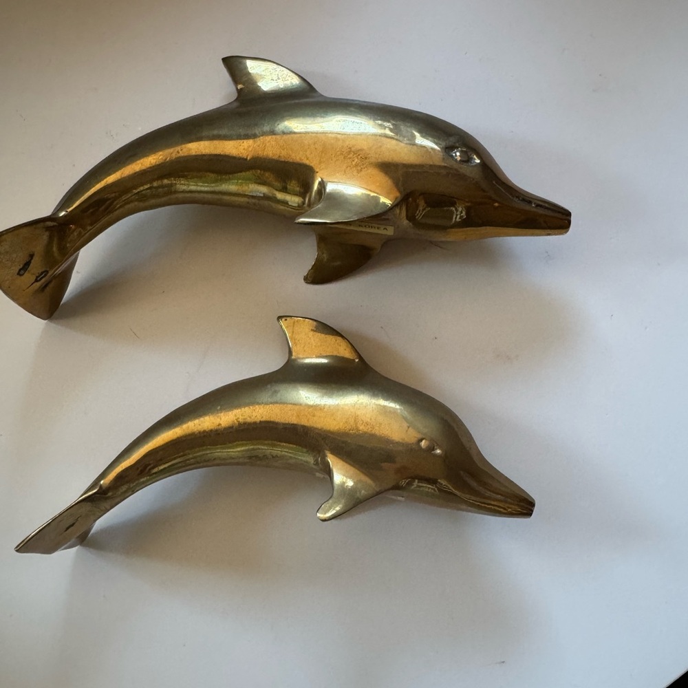 Vintage 70s brass dolphin set
